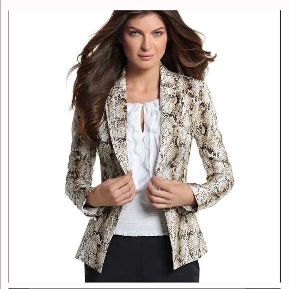 WHBM Wild Python Print Blazer Princess Seam Lined - Picture 1 of 2